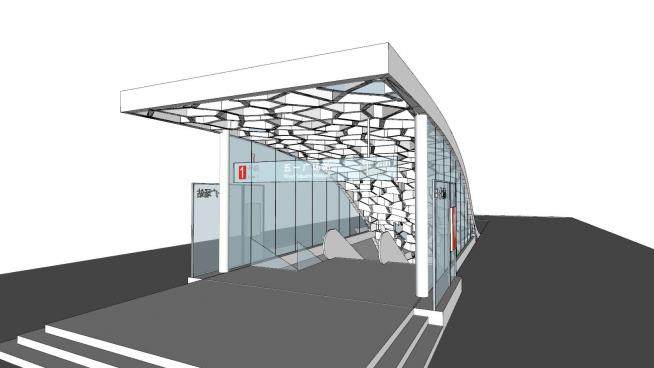 现代地铁站入口设计SU模型下载_sketchup草图大师SKP模型