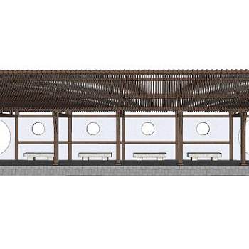 中式廊亭走道SU模型下载_sketchup草图大师SKP模型