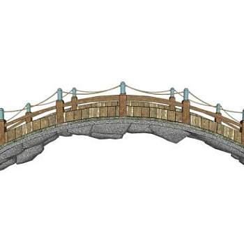 中式护栏拱桥SU模型下载_sketchup草图大师SKP模型