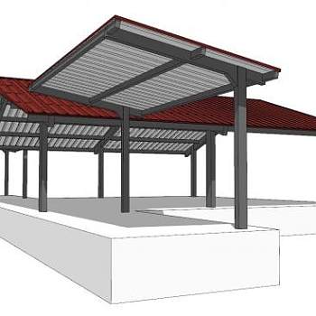 现代中式走廊SU模型下载_sketchup草图大师SKP模型