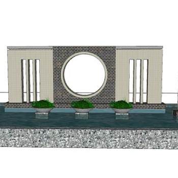 现代水池景观墙组合SU模型下载_sketchup草图大师SKP模型