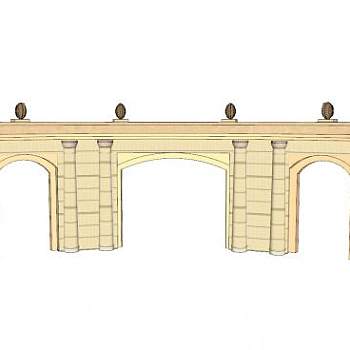 欧式景观墙拱门SU模型下载_sketchup草图大师SKP模型