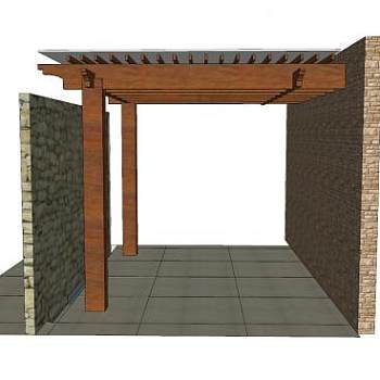 现代房屋廊架SU模型下载_sketchup草图大师SKP模型