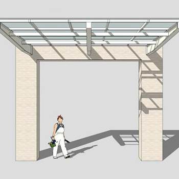 办公楼入口雨棚su模型下载_sketchup草图大师SKP模型