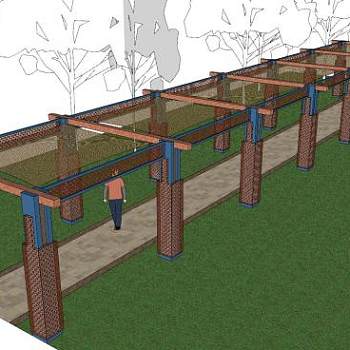 现代公园走廊SU模型下载_sketchup草图大师SKP模型