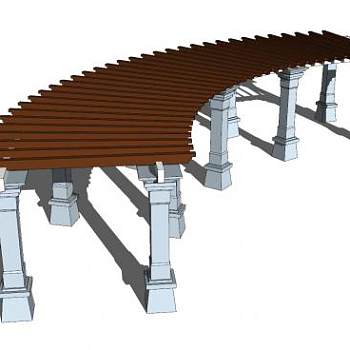 现代弧形长廊SU模型下载_sketchup草图大师SKP模型
