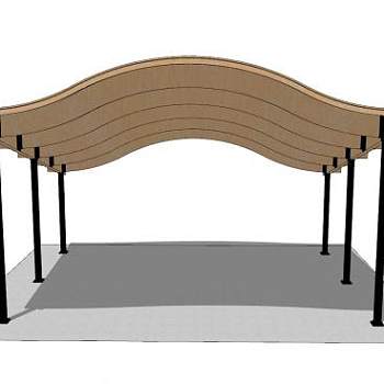 现代长廊设计SU模型下载_sketchup草图大师SKP模型