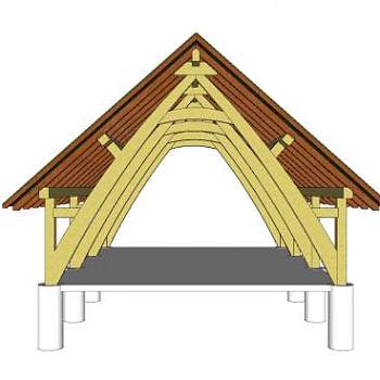 东南亚三角顶长廊SU模型下载_sketchup草图大师SKP模型