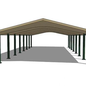 现代三角顶廊道SU模型下载_sketchup草图大师SKP模型