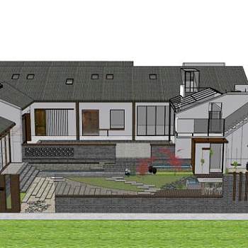 北方民宿改造su模型下载_sketchup草图大师SKP模型