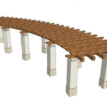 现代园林弧形廊架SU模型下载_sketchup草图大师SKP模型