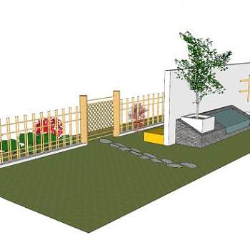 自然风院墙SU模型下载_sketchup草图大师SKP模型