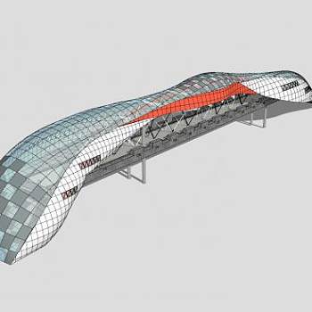 现代过街天桥SU模型下载_sketchup草图大师SKP模型