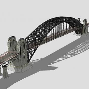 现代桁架桥公路大桥SU模型下载_sketchup草图大师SKP模型