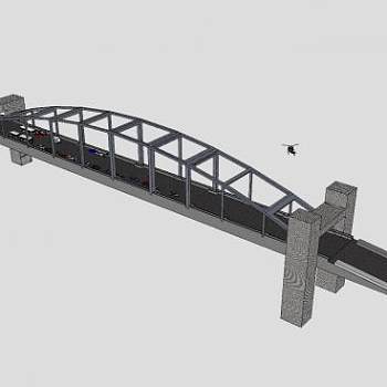 现代公路桁架桥SU模型下载_sketchup草图大师SKP模型