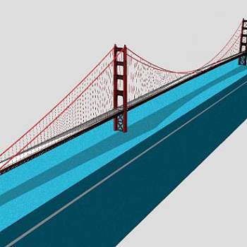 现代悬索大桥SU模型下载_sketchup草图大师SKP模型