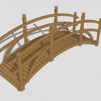 木制拱桥SU模型下载_sketchup草图大师SKP模型