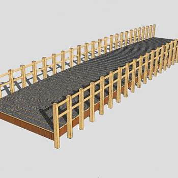 自然风木栈桥SU模型下载_sketchup草图大师SKP模型