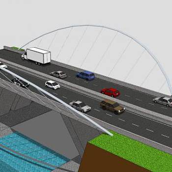 现代大桥设计SU模型下载_sketchup草图大师SKP模型
