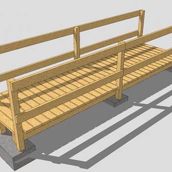 自然风木桥道SU模型下载_sketchup草图大师SKP模型