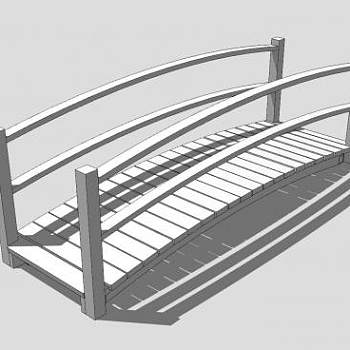 自然风护栏木桥SU模型下载_sketchup草图大师SKP模型