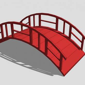 现代红色拱桥SU模型下载_sketchup草图大师SKP模型