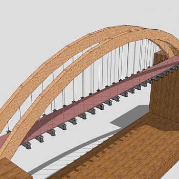 现代系杆拱桥SU模型下载_sketchup草图大师SKP模型