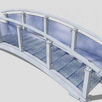 现代玻璃护栏金属拱桥SU模型下载_sketchup草图大师SKP模型