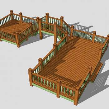 自然风木栈道平台SU模型下载_sketchup草图大师SKP模型