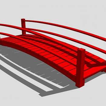 现代红色木桥SU模型下载_sketchup草图大师SKP模型