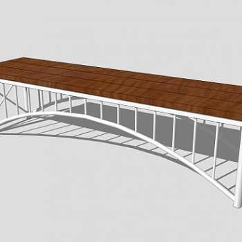 现代木板桥SU模型下载_sketchup草图大师SKP模型