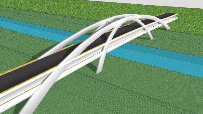 现代拱式桥建筑SU模型下载_sketchup草图大师SKP模型