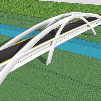 现代拱式桥建筑SU模型下载_sketchup草图大师SKP模型