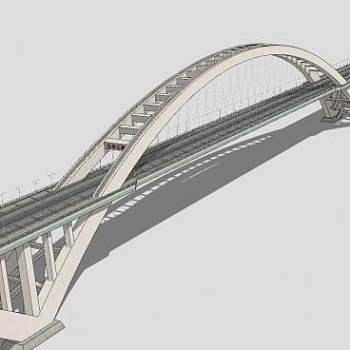 现代系杆拱桥设计SU模型下载_sketchup草图大师SKP模型