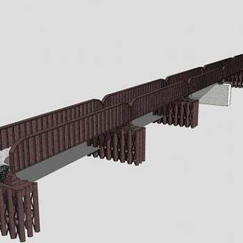 现代护栏大桥SU模型下载_sketchup草图大师SKP模型