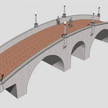 欧式灯柱拱桥SU模型下载_sketchup草图大师SKP模型