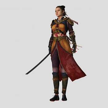 美女武士游戏人物SU模型下载_sketchup草图大师SKP模型