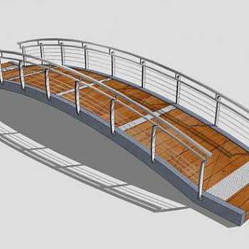 现代木栈道拱桥SU模型下载_sketchup草图大师SKP模型