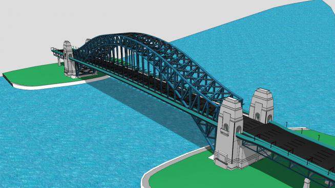 现代系杆拱桥建筑SU模型下载_sketchup草图大师SKP模型