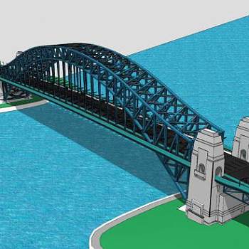 现代系杆拱桥建筑SU模型下载_sketchup草图大师SKP模型