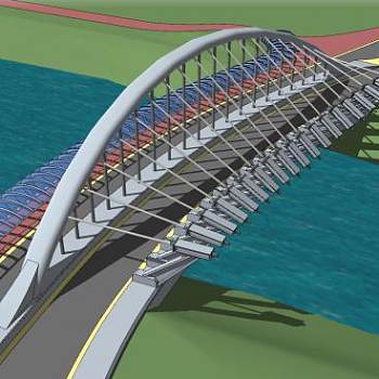 现代组合体系大桥SU模型下载_sketchup草图大师SKP模型