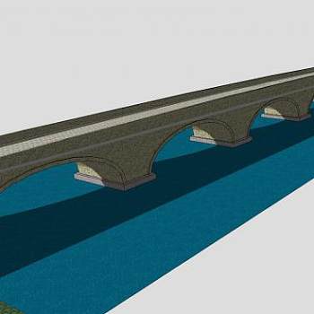 自然风跨河石桥SU模型下载_sketchup草图大师SKP模型