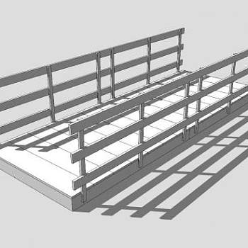 现代白色木桥SU模型下载_sketchup草图大师SKP模型