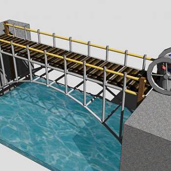 现代无铰拱桥SU模型下载_sketchup草图大师SKP模型