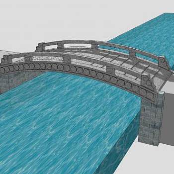 自然风中式石桥SU模型下载_sketchup草图大师SKP模型