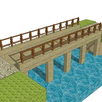现代梁桥大桥SU模型下载_sketchup草图大师SKP模型
