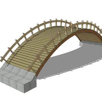 现代木拱桥设计SU模型下载_sketchup草图大师SKP模型