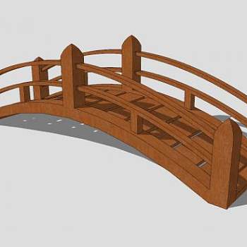 原木拱桥SU模型下载_sketchup草图大师SKP模型