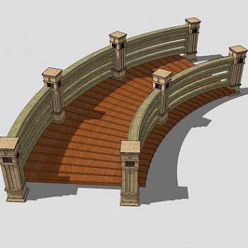 新古典弧形木桥SU模型下载_sketchup草图大师SKP模型