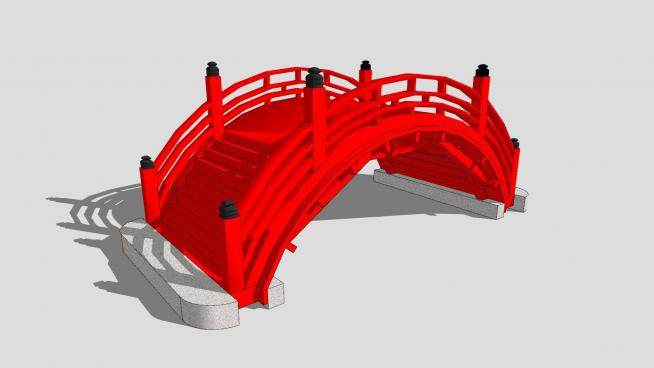 中式红拱桥SU模型下载_sketchup草图大师SKP模型